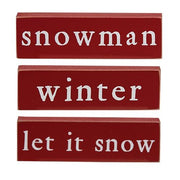 Let It Snow - Winter or Snowman Thin Mini Block  (3 Count Assortment)