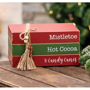 Mistletoe - Hot Cocoa & Candy Canes Wooden Stacked Books