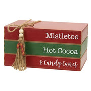 Mistletoe - Hot Cocoa & Candy Canes Wooden Stacked Books