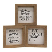 Live - Laugh Poop Mini Sign  (3 Count Assortment)