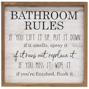 Bathroom Rules Distressed Look Framed Sign