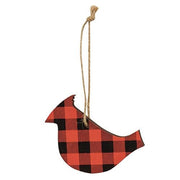 Red & Black Buffalo Check Cardinal Ornament