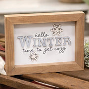 Time To Get Cozy Framed Snowflake Sign