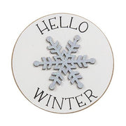 Hello Winter Snowflake Circle Easel Sign
