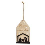 Let Us Adore Him Silhouette Wooden Tag Ornament  (2 Count Assortment)