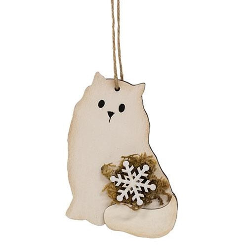 Snowy Snowflake Cat Ornament