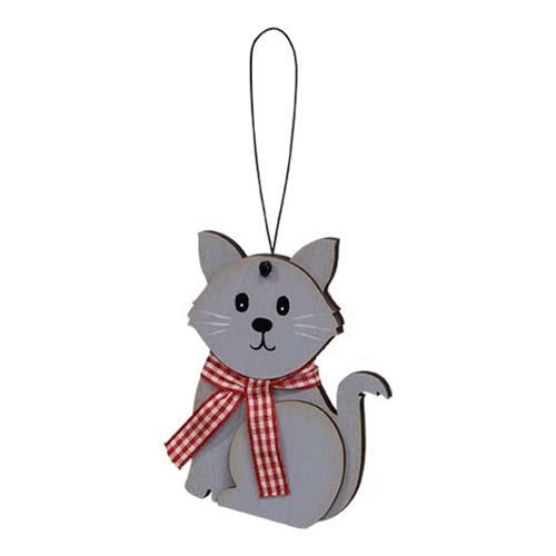 Gray Cat With Scarf Ornament