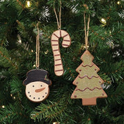 Wooden Christmas Cookie Ornaments (Set of 3)