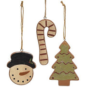 Wooden Christmas Cookie Ornaments (Set of 3)