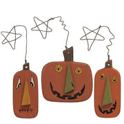 Wire Star Primitive Jack O Lantern Ornaments (Set of 3)