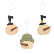 Painted Snowman in Hat Ornaments (Set of 3)