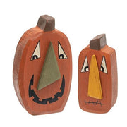 Funny Face Chunky Jack O Lantern Sitters (Set of 2)