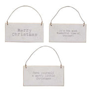 Merry Christmas Words Mini Snowflake Sign Ornament  (3 Count Assortment)