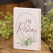 He Is Risen Wooden Block Sign