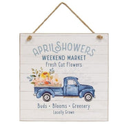 April Showers Weekend Market Wooden Sign