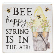 Bee Happy Spring is in the Air Gnome Box Sign