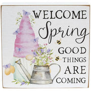 Welcome Spring Good Things Are Coming Box Sign