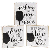 Always Time For Wine Polka Dot Square Block  (3 Count Assortment)