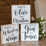 Olive to My Martini Polka Dot Square Block  (3 Count Assortment)