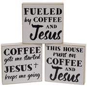 Coffee & Jesus Square Block  (3 Count Assortment)