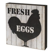 Fresh Eggs Chicken Silhouette Box Sign