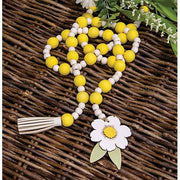 Yellow & White Bead Garland with Flower Tag