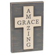 Amazing Grace Layered Wooden Cross Block