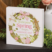 Welcome Spring Easter Wreath Box Sign