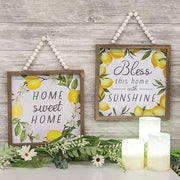 Home Sweet Home Lemons Beaded Framed Sign  (2 Count Assortment)