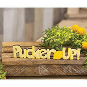 Pucker Up! Wooden Word Cutout Sitter