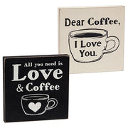 Love & Coffee Block Sign  (2 Count Assortment)