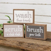 Farmhouse Colors Bathroom Sayings Box Sign  (3 Count Assortment)