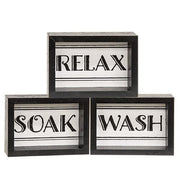 Black & White Bath Words Box Sign  (3 Count Assortment)