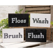 Bathroom Words Block Sign  (4 Count Assortment)