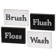 Bathroom Words Block Sign  (4 Count Assortment)