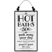 Hot Baths Sign with Beaded Hanger
