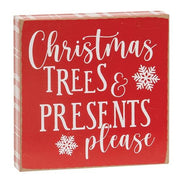 Holly Jolly Christmas Trees Square Block  (2 Count Assortment)