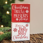 Holly Jolly Christmas Trees Square Block  (2 Count Assortment)