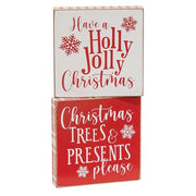 Holly Jolly Christmas Trees Square Block  (2 Count Assortment)