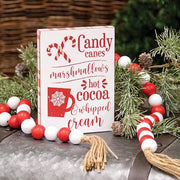 Candy Canes - Marshmallows - Hot Cocoa Wooden Block Sign