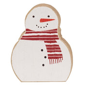 Snowmen with Scarves Chunky Wooden Sitters (Set of 2)