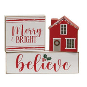 Merry & Bright - Believe - House Wooden Blocks (Set of 3)