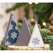 Mini Wooden Snowflake Christmas Tree Sitters (Set of 3)