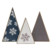 Mini Wooden Snowflake Christmas Tree Sitters (Set of 3)