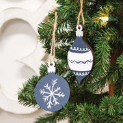 Wooden Snowflake Bulb Christmas Ornaments (Set of 2)