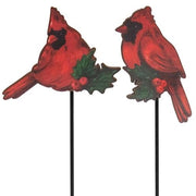 Cardinal & Holly Wooden Plant Stake  (2 Count Assortment)