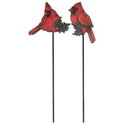 Cardinal & Holly Wooden Plant Stake  (2 Count Assortment)