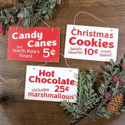 Candy Canes - Hot Chocolate or Cookies Sign Ornament  (3 Count Assortment)