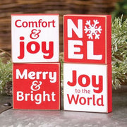Joy to the World Square Block  (4 Count Assortment)