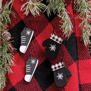 Buffalo Check Snowflake Mitten & Shoe Dangle Ornaments (Set of 2)